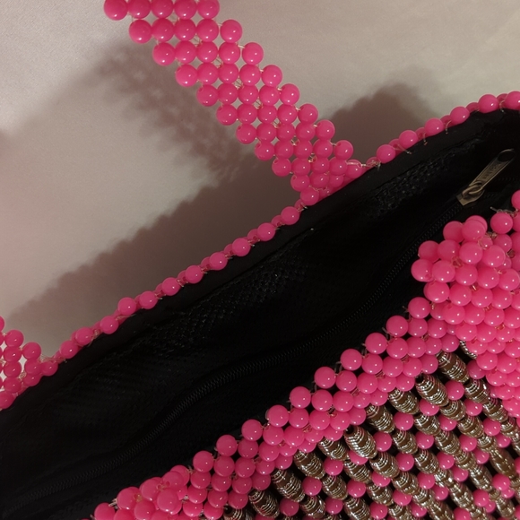 Handcrafted Beaded Tote Bag with Sculpted Metal Handle main image 1